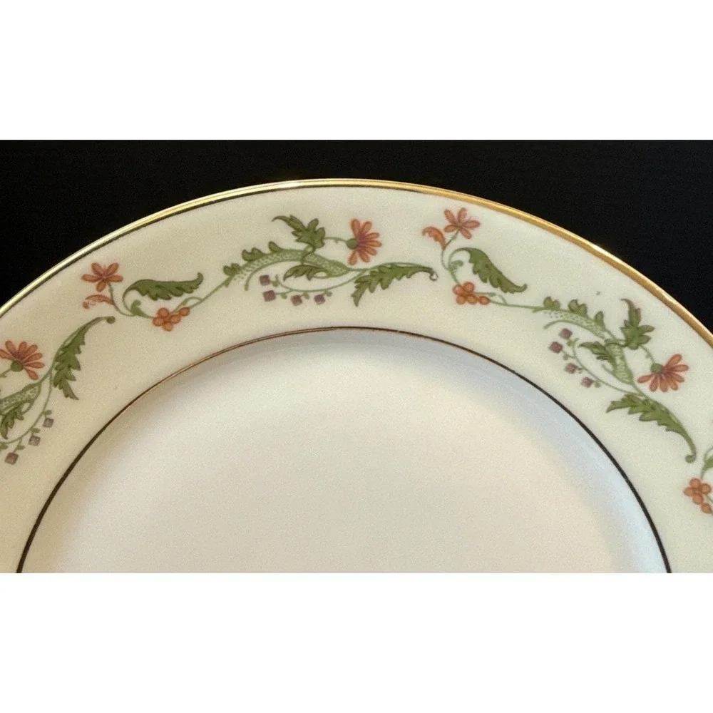 Heinrich Selb Bavaria Germany Gold Trim Pink Flower Bread Butter Plates Set Of 6